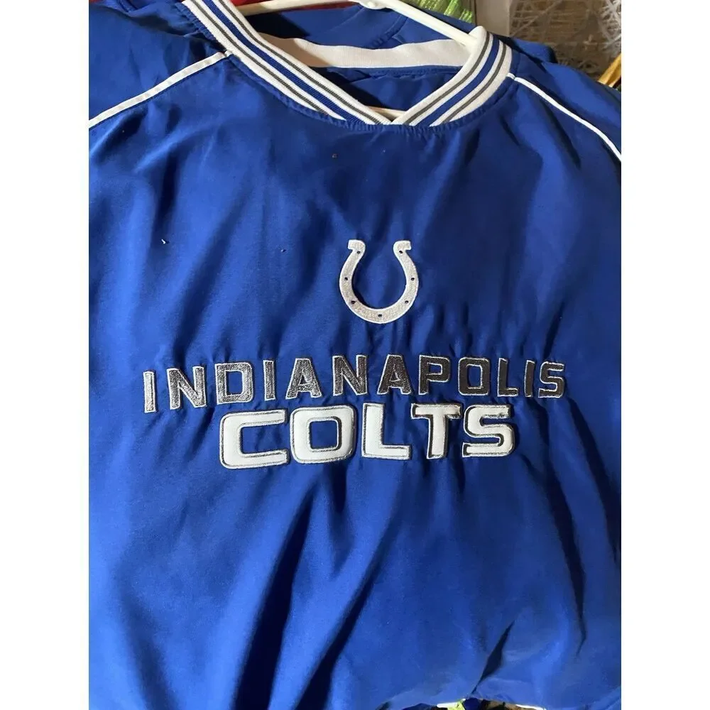 Reebok 2XL NFL Indianapolis Colts Pullover Windbreaker Unisex Blue Lined Pockets